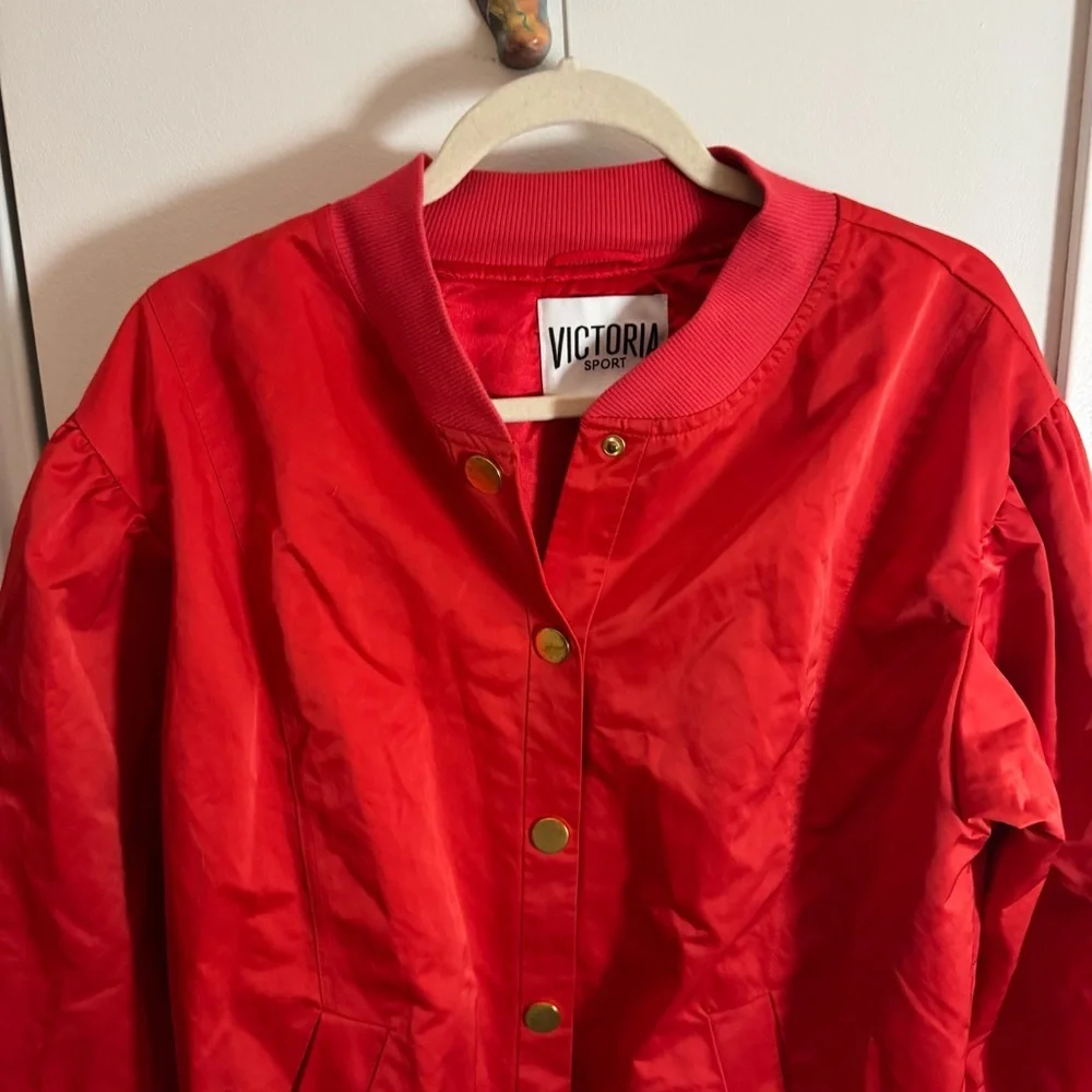 VICTORIA SPORT Red Satin Bomber Jacket - Picture 3 of 5